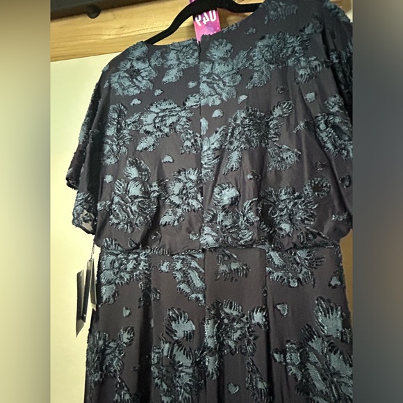 Adrianna Papell Dark Blue Floral Gown - Picture 8 of 12